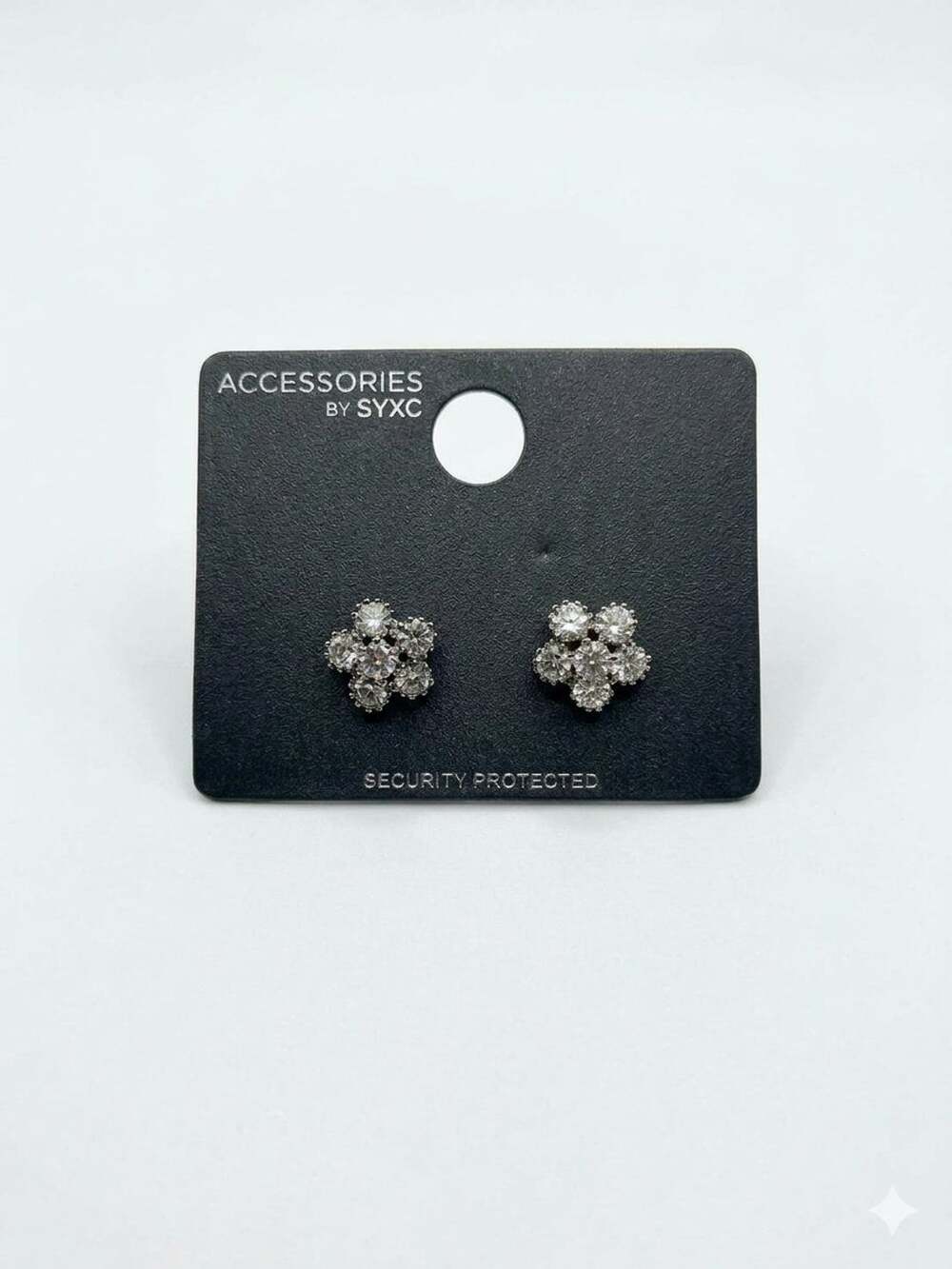 Accessories By Next Silver Tone Crystal Flower Cluster Stud Earrings
